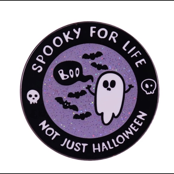 Spooky for Life Not Just Halloween Lapel Pin goth - Picture 1 of 10